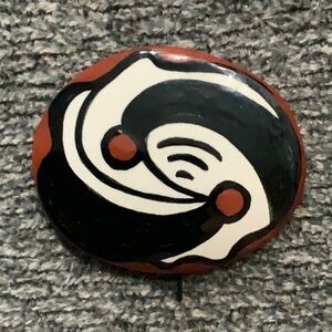 Handmade Vintage Ukrainian Ceramic Glazed Pin.